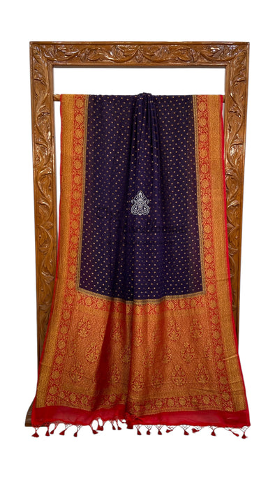 Khaddi Georgette Handloom Banarasi Saree -  Antique zari