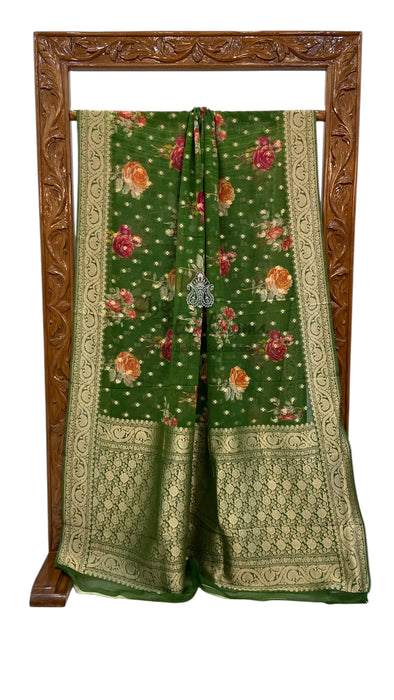 Pure Georgette Banarasi Saree With Digital Print