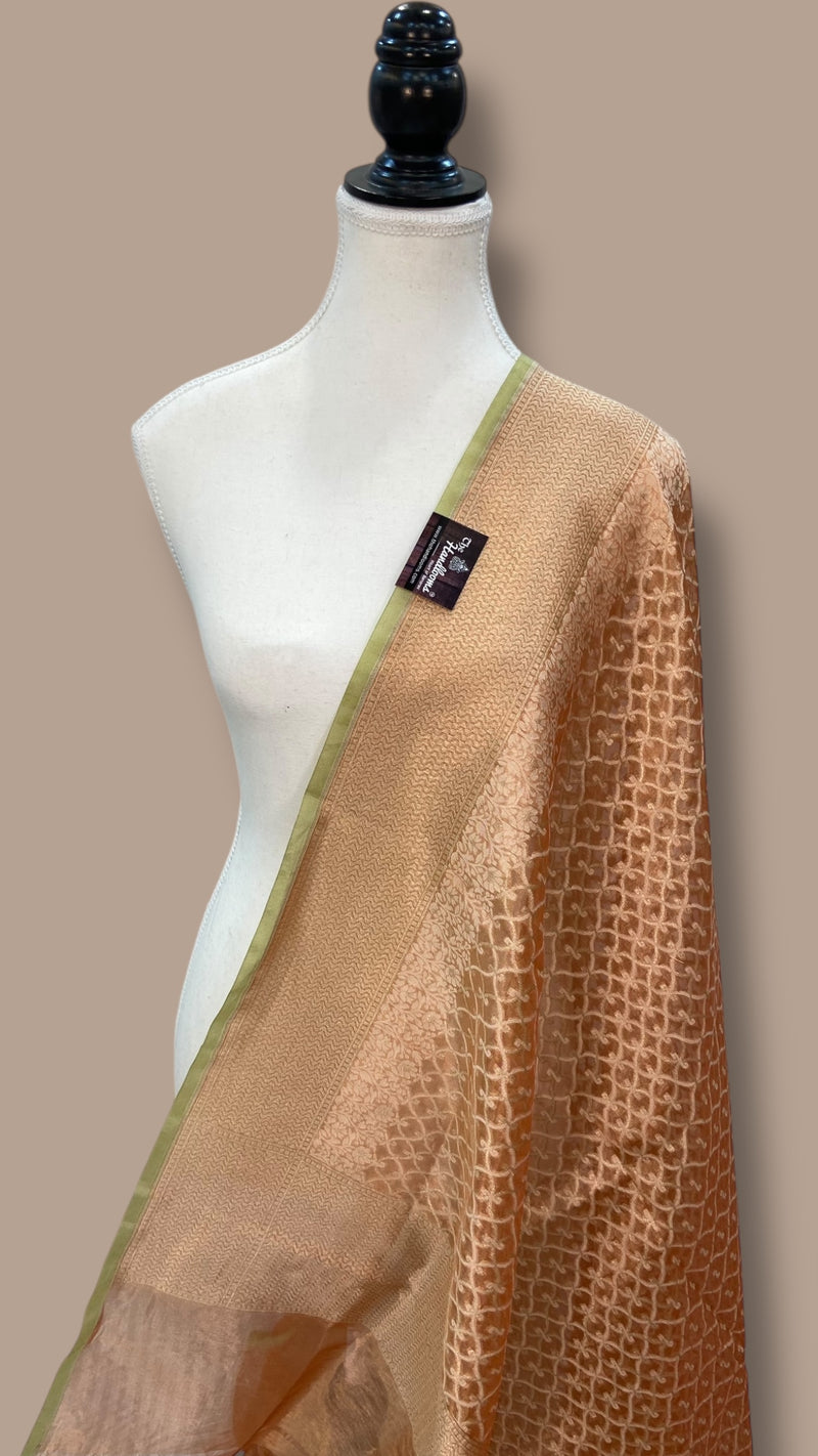 Pure Tissue Reshmi Zari Banarasi Brocade Handloom Dupatta - The Handlooms