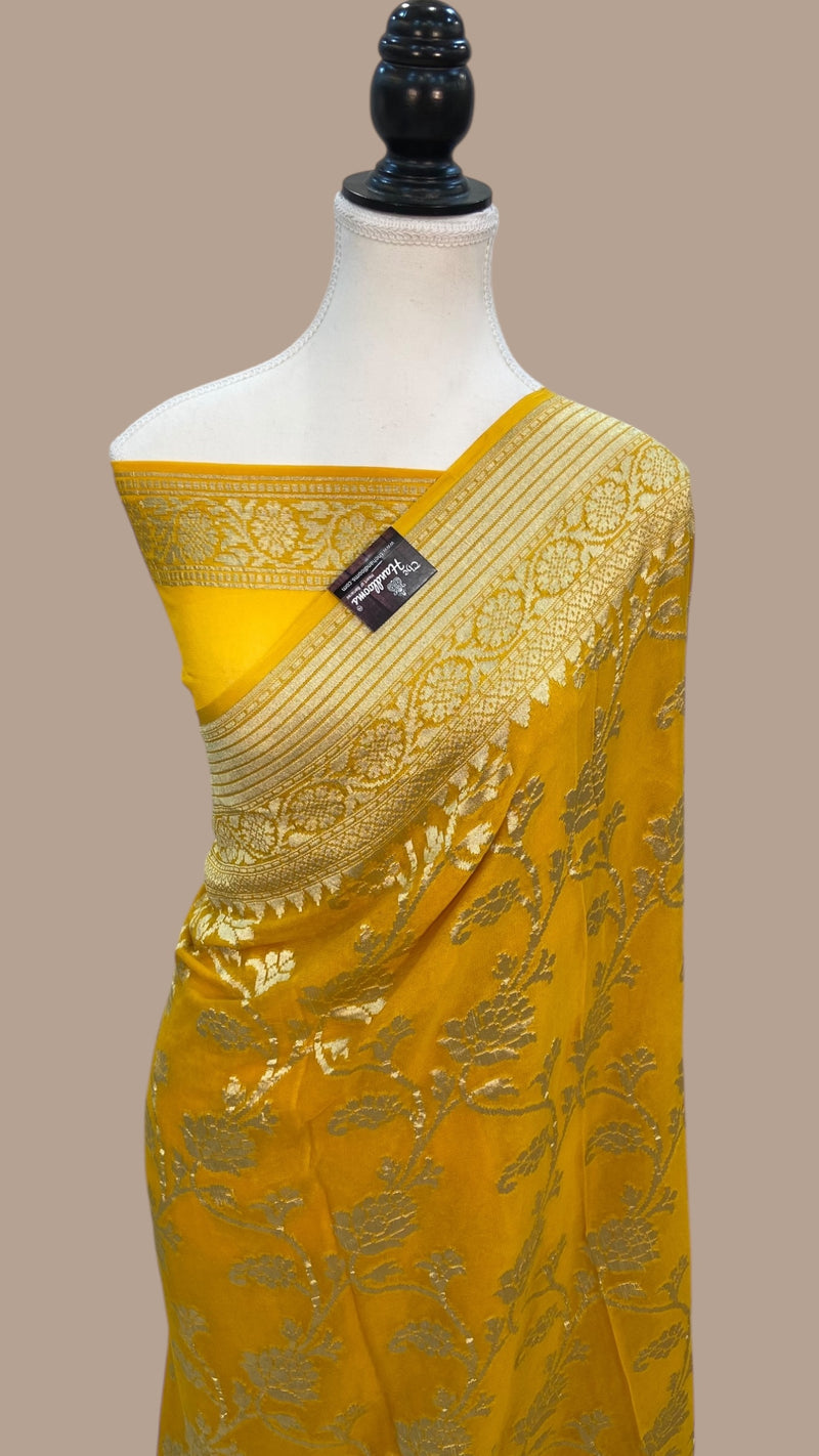 Khaddi Georgette Handloom Banarasi Saree - The Handlooms