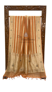 Khaddi Georgette Handloom Banarasi Saree with Handwork: Gota Patti, Zardozi, Diamond Chain, Katdana, and Abla Detailing - The Handlooms