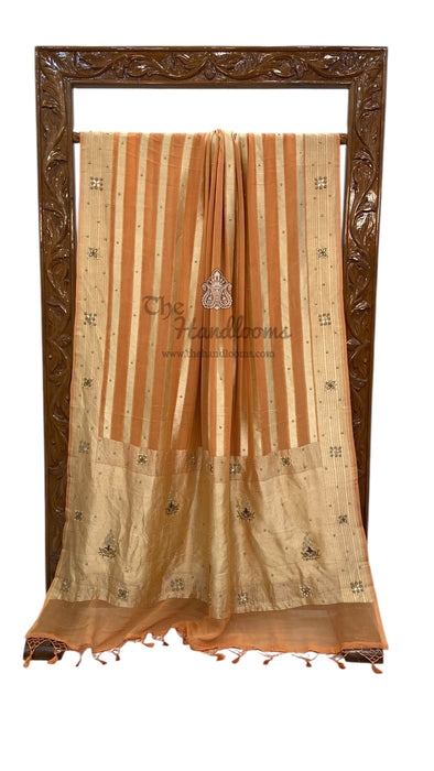 Khaddi Georgette Handloom Banarasi Saree with Handwork: Gota Patti, Zardozi, Diamond Chain, Katdana, and Abla Detailing