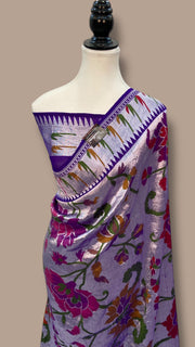 Pure Tussar Georgette Brocade Handloom Banarasi Saree - The Handlooms