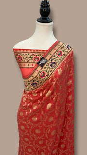 Pure Georgette Banarasi Handloom Saree - with meenakari work - The Handlooms