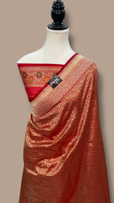 Pure Katan Silk Banarasi Handloom Saree - Tanchui Brocade With Meenakari