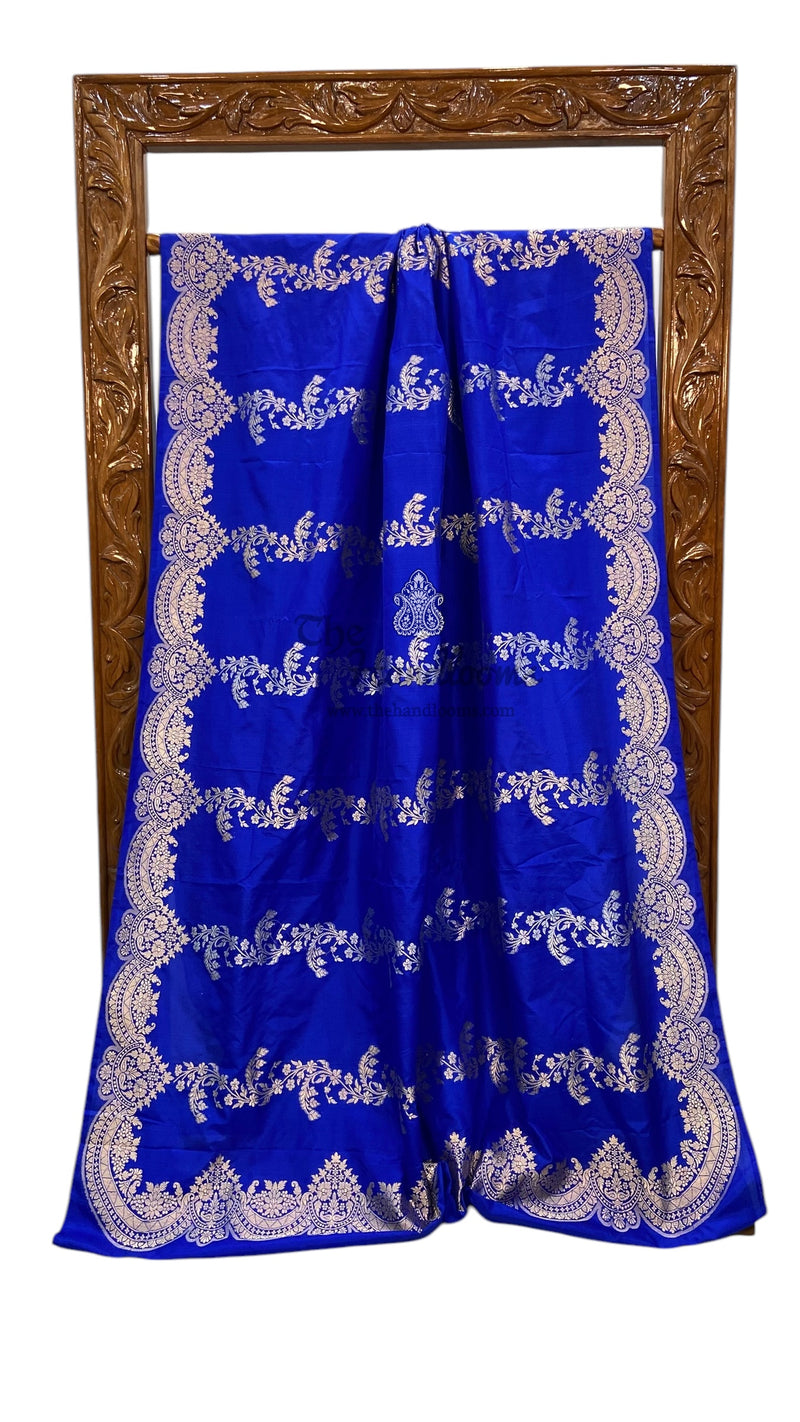 Pure Katan Silk Banarasi Handloom Saree - All over soona roopa  Kadua stripe - The Handlooms