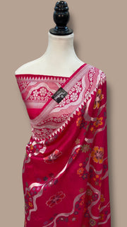 Tussar Georgette Handloom Banarasi Saree With Meenakari - The Handlooms