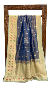 Pure Katan Tissue Silk Handloom Banarasi Saree - All over kadua motifs - The Handlooms