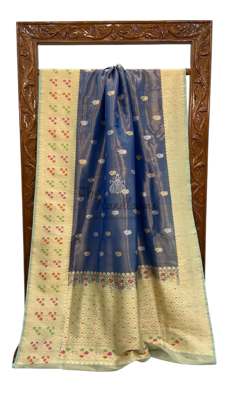 Pure Katan Tissue Silk Handloom Banarasi Saree - All over kadua motifs - The Handlooms