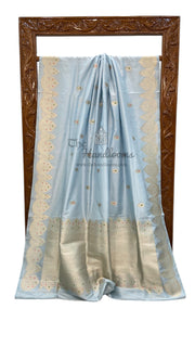 Pure Katan Silk Banarasi Handloom Saree - All over Sona Roopa Kadua motifs - The Handlooms