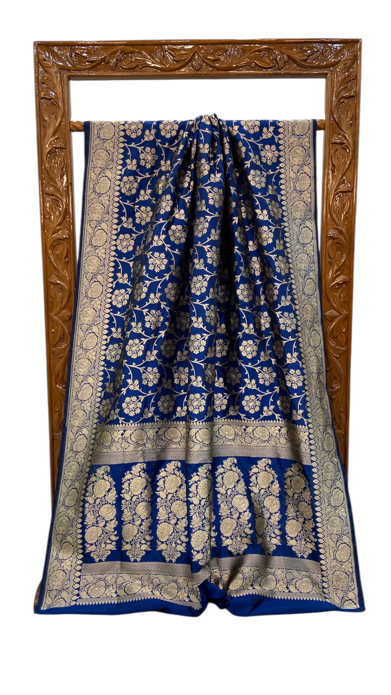 Pure Katan Silk Banarasi Handloom Saree - All Over Jaal Work - The Handlooms