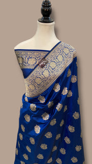 Pure Katan Silk Banarasi Handloom Saree -With all Over Buta work - The Handlooms