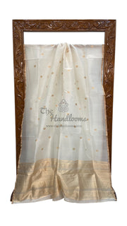 White Pure Kora Handloom Banarasi Saree - The Handlooms