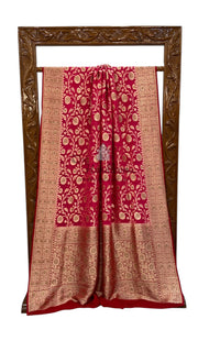 Khaddi Georgette Handloom Banarasi Saree with Siroski Stone Work - The Handlooms