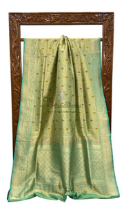 Pure Katan Silk Banarasi Handloom Saree - Tanchui Brocade With Meenakari - The Handlooms
