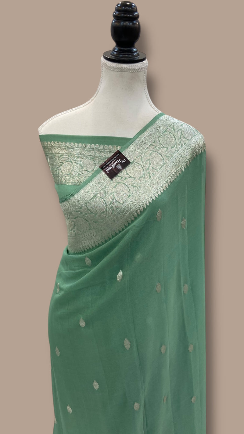 Pure Georgette Banarasi Handloom Saree - The Handlooms