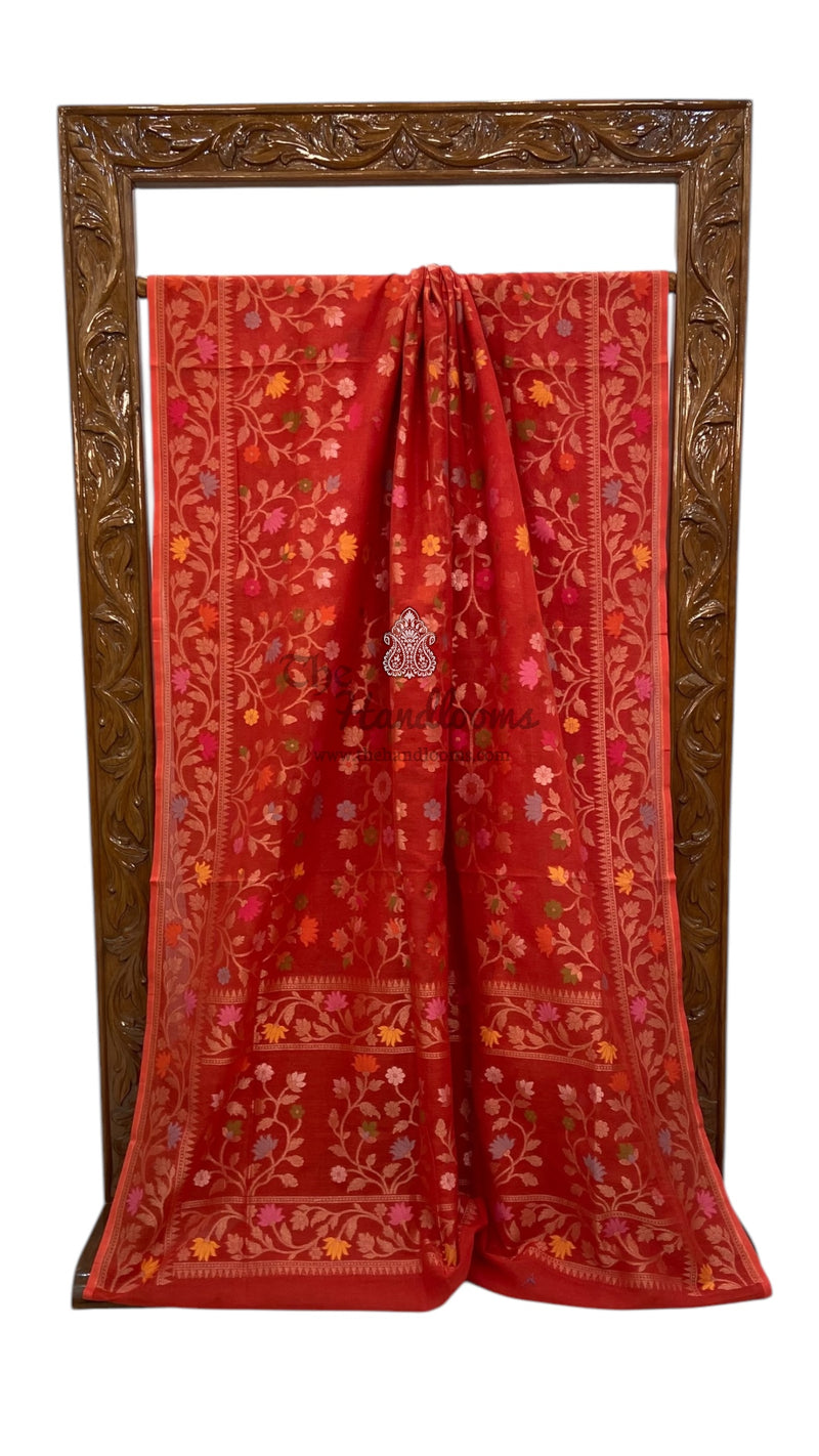 Pure Cotton Jamdani Handloom Banarasi Saree - The Handlooms