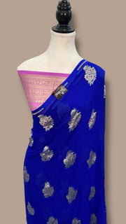 Pure Khaddi Georgette Banarasi Saree -  water zari - The Handlooms