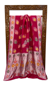 Tussar Georgette Handloom Banarasi Saree With Meenakari - The Handlooms