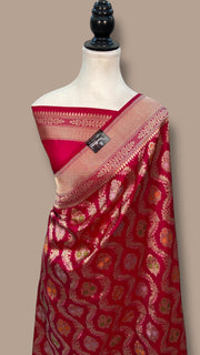 Pure Katan Silk Banarasi Handloom Saree - All over Jaal Work With Meenakari - The Handlooms