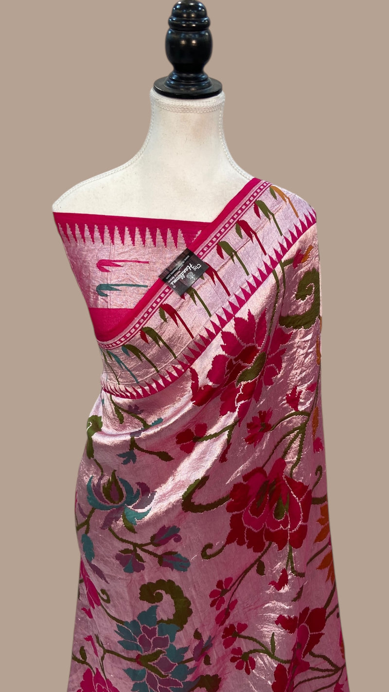 Pure Tussar Georgette Brocade Handloom Banarasi Saree - The Handlooms