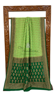 Khaddi Georgette Handloom Banarasi Saree - Antique Zari - The Handlooms