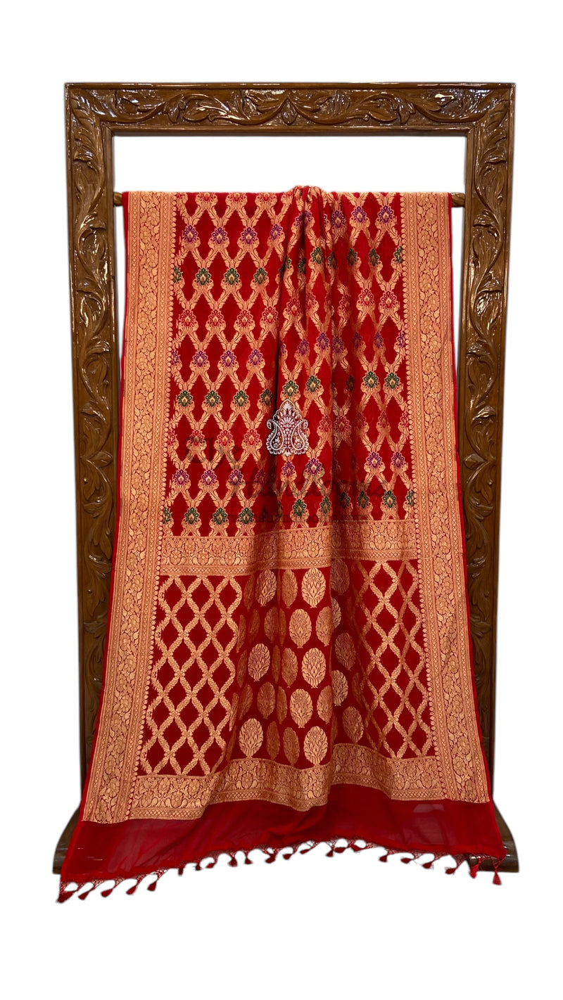 Pure Georgette Banarasi Handloom Saree - with meenakari work - The Handlooms