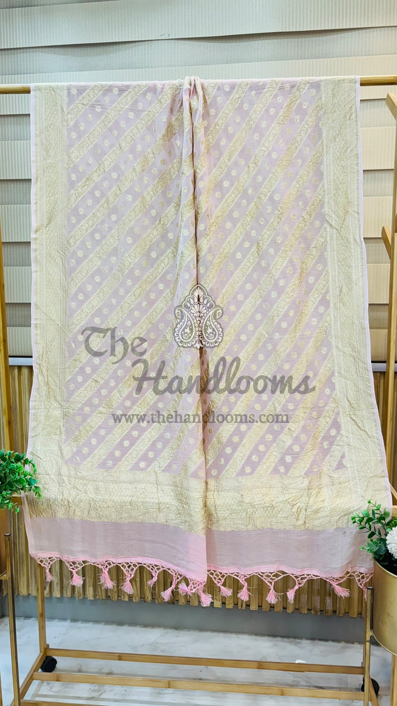 Pink Pure Khaddi Georgette Dupatta - The Handlooms