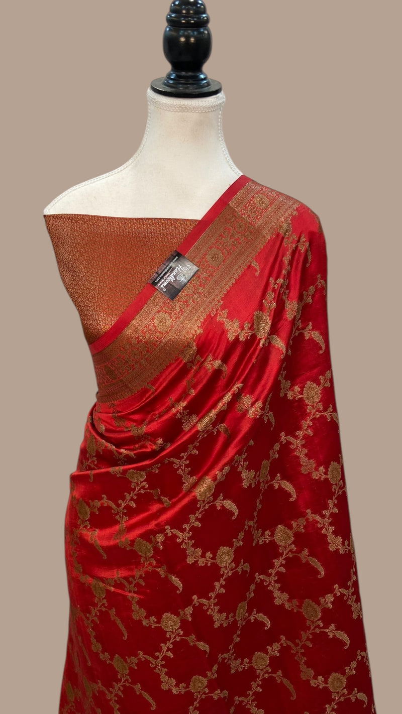 Pure Mango Silk Banarasi Handloom Saree - The Handlooms