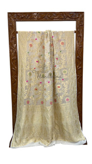 Khaddi Georgette Handloom Banarasi Saree - All over Jaal Work with meenakari - The Handlooms