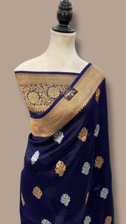 Pure Kora Handloom Banarasi Saree - Sona Roopa Kadua motifs - The Handlooms