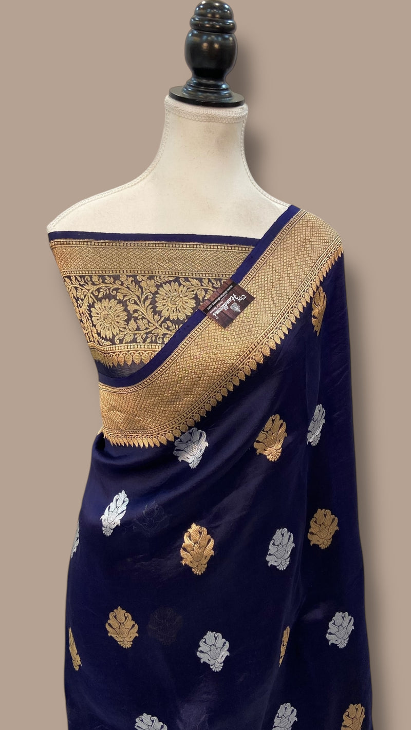 Pure Kora Handloom Banarasi Saree - Sona Roopa Kadua motifs - The Handlooms