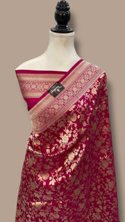 Pure Katan Silk Banarasi Handloom Saree - All Over Jaal Work - The Handlooms