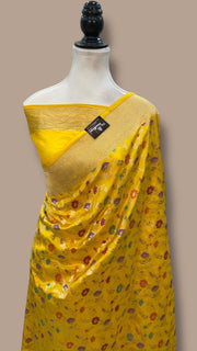 Pure Katan Silk Banarasi Handloom Saree - All Over Jaal Work With Meenakari - The Handlooms
