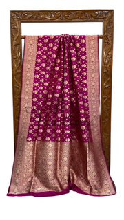 Pure Katan Silk Banarasi Handloom Saree All Over Jaal Work - The Handlooms