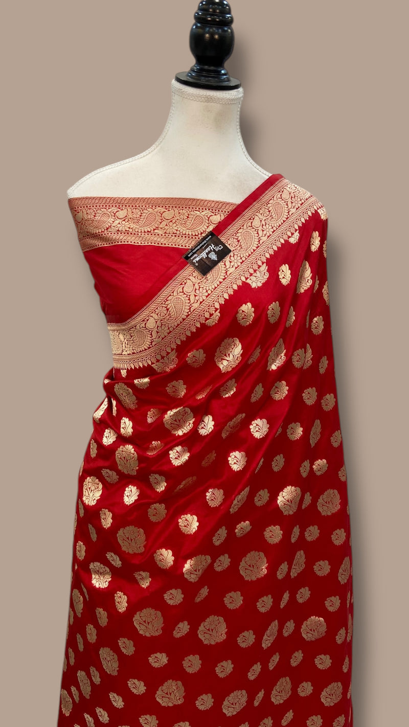 Deepika Padukone in Pure Katan Silk Banarasi Handloom Saree - All Over Motifs - The Handlooms