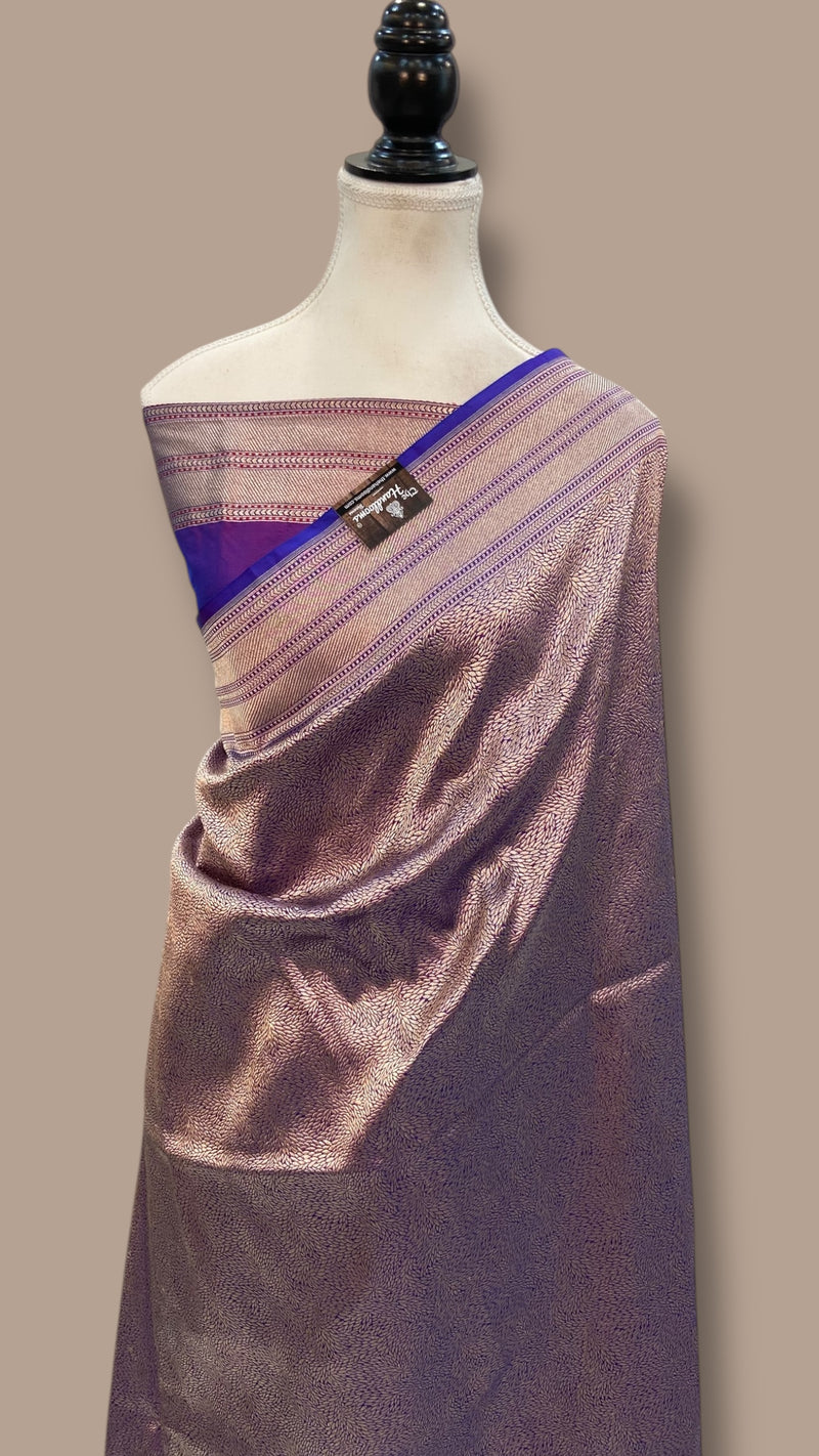 Regal Pure Katan Silk Banarasi Saree – Handwoven Tanchui Brocade - The Handlooms