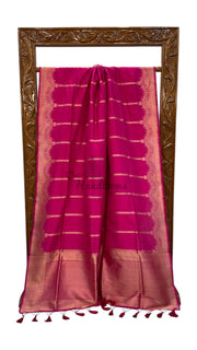 Pure Katan Silk Banarasi Handloom Saree - All over Kadua Stripe - The Handlooms