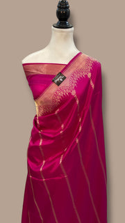Pure Katan Silk Banarasi Handloom Saree - All over Kadua Stripe - The Handlooms