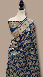 Deepika Padukonen in German Blue Pure Katan Silk Banarasi Handloom Saree - All over Jaal work with Meenakari - The Handlooms