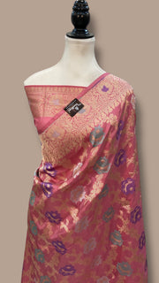 Pure Katan Silk Banarasi Handloom Saree - All Over Jaal Work With Meenakari - The Handlooms