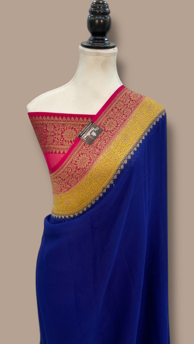 Khaddi Georgette Banarasi Saree -  Antique zari - The Handlooms
