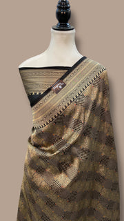 Regal Pure Katan Silk Banarasi Saree – Handwoven Tanchui Brocade - The Handlooms