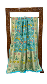 Pure Khaddi Georgette Handloom Banarasi Saree - All over Jaal Work With Meenakari - The Handlooms