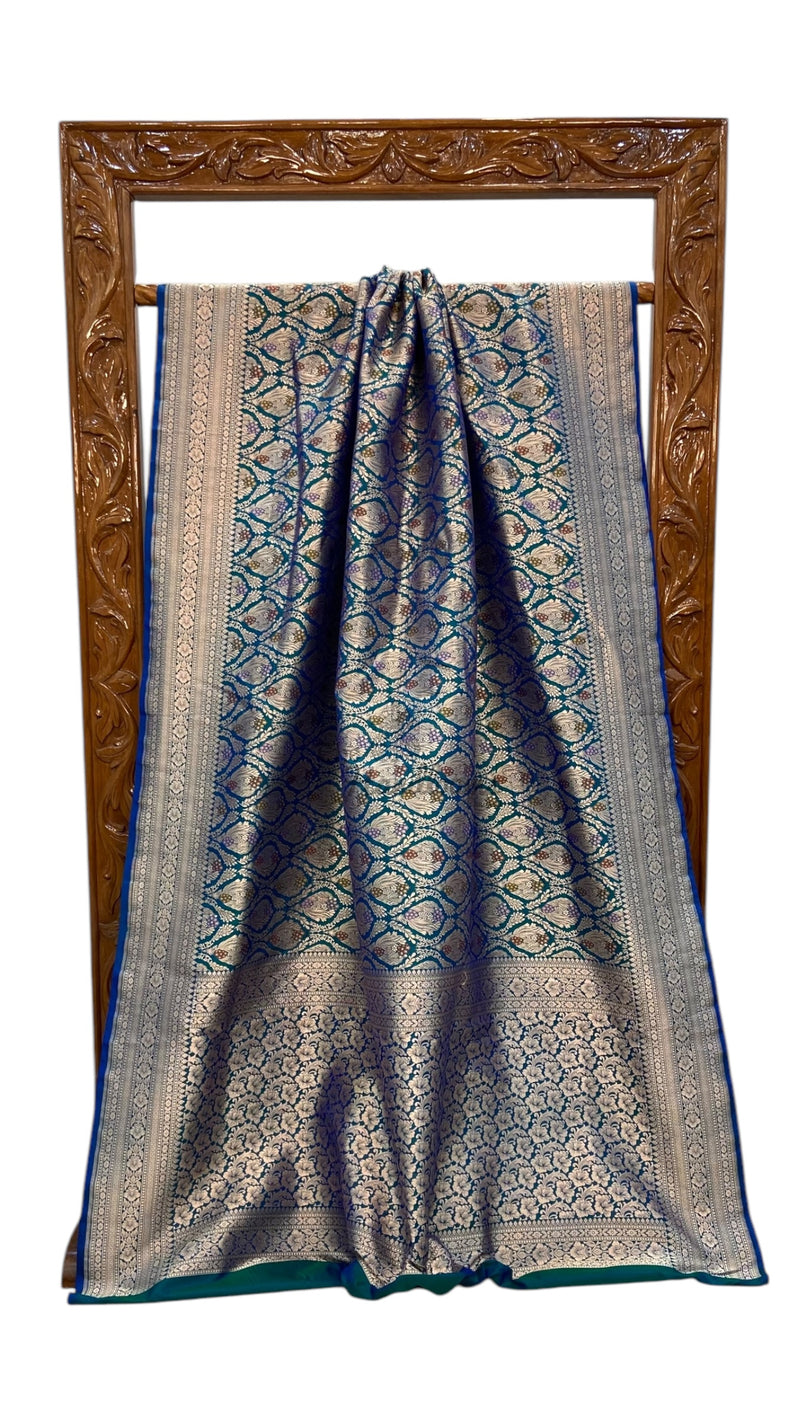 Regal Pure Katan Silk Banarasi Saree – Handwoven Tanchui Brocade - The Handlooms