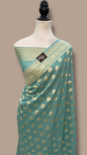 Moonga Georgette Handloom Banarasi Saree - The Handlooms