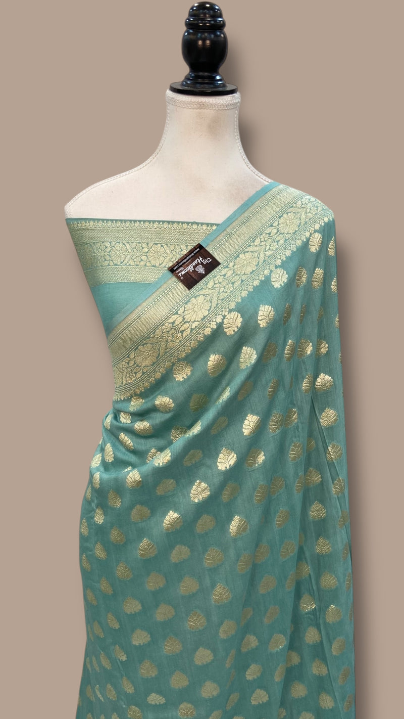 Moonga Georgette Handloom Banarasi Saree - The Handlooms