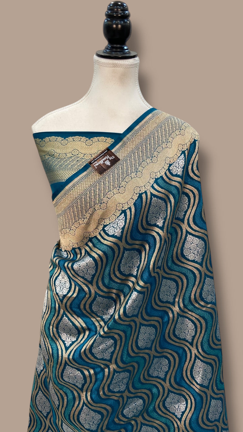 Pure Katan Silk Banarasi Handloom Saree - All over Jaal work With Meenakari - The Handlooms