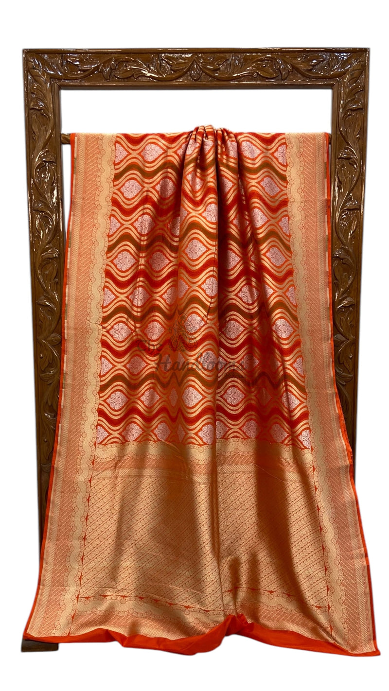 Pure Katan Silk Banarasi Handloom Saree - All over Sona Roopa Jaal work - The Handlooms
