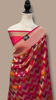 Pure Katan Silk Banarasi Handloom Saree - All over Jaal Work With Rangkart - The Handlooms